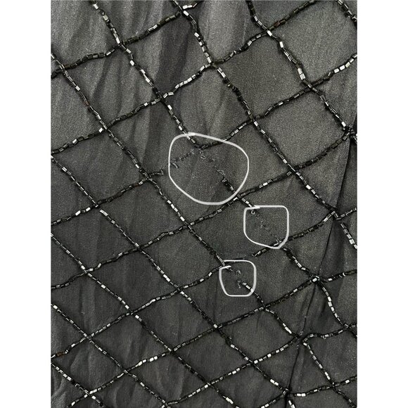 CACHE Vtg 90’s Silk‎ Fully Beaded Maxi Skirt Sz Sm Black Slit 100% Silk (Flaws) - Picture 9 of 10